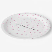 Roze glam Glitter Hearts Papieren Bordje (Gekanteld)