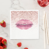 Roze Glam Glitz Glitter Lippen Servet (Insitu)