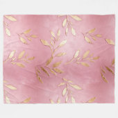 Roze Glam Gouden Bladeren Fleece Deken (Voorkant (Horizontaal))