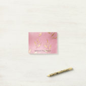 Roze Glam Gouden Bladeren Post-it® Notes (Op bureau)