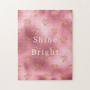 Roze Glam Gouden Diamanten Legpuzzel