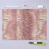 Roze Glam Gouden Glitter Zebra Print Tissuepapier (Craft)