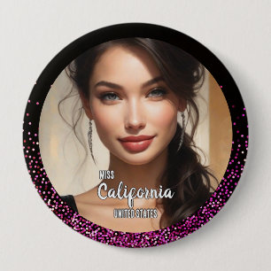 Roze Glam Pageant Knop - Helder Glans Ronde Button 4,0 Cm