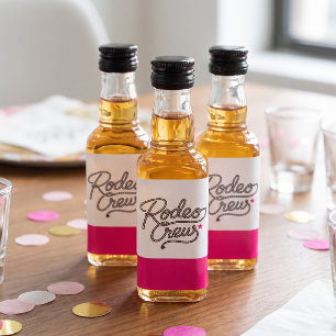 Roze Glam Rodeo Crew Westerse Bachelorette Party Likeurfles Etiket