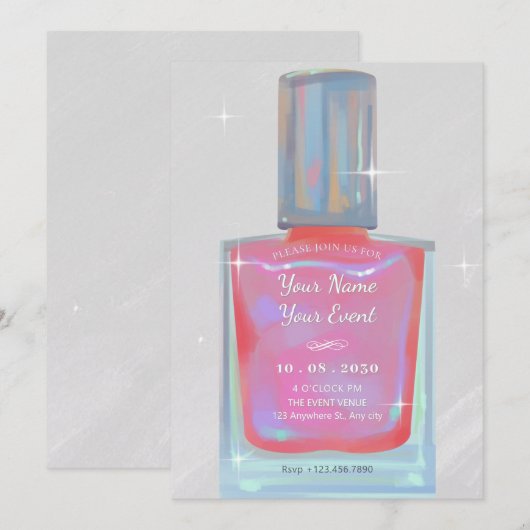 Roze glamour nagellak kaart (Voorkant / Achterkant)