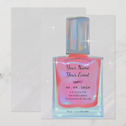 Roze glamour nagellak kaart (Voorkant / Achterkant)