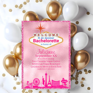 Roze Glamoureus Las Vegas Bachelorette Party Kaart