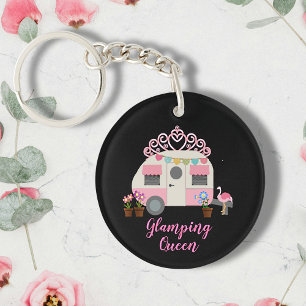 Roze Glamper Camper Queen Acrylo Sleutelhanger