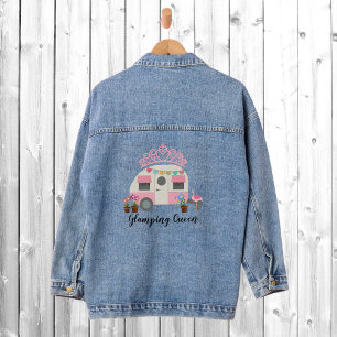 Roze Glamping Camping Queen Denim Jacket