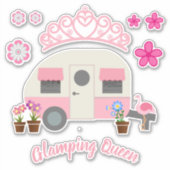 Roze Glamping Koningin Sticker Set (Voorkant)