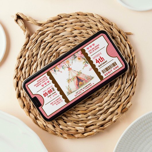 Roze glamping verjaardagskaartje kaart