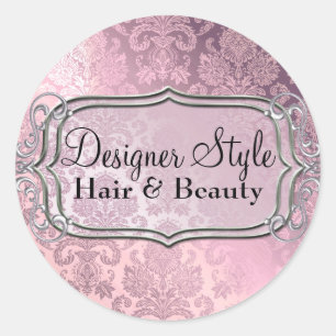 Roze Glans Damast Sticker