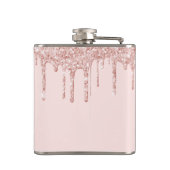 Roze glans roosgoud monogram naam heupfles (Achterkant)