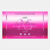 Roze Glanzend Productlabel Diamanten Initiaal Logo Rechthoekige Sticker (Voorkant)