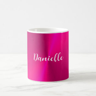 Roze glanzende faux metal aangepaste naam koffiemok