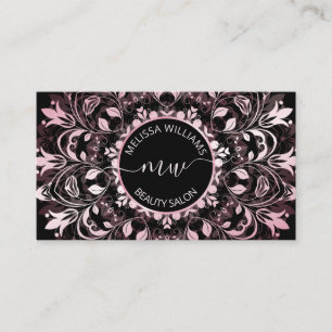 Roze Glanzende Zwarte Mandala Logo Visitekaartje