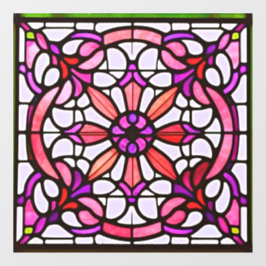 Roze Glas in lood Art Nouveau AI Art Window Cling Raamsticker