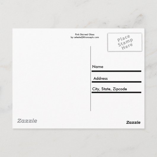 Roze Glas in lood Briefkaart (Achterkant)