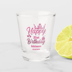 Roze glazen flits "Happy Birthday"