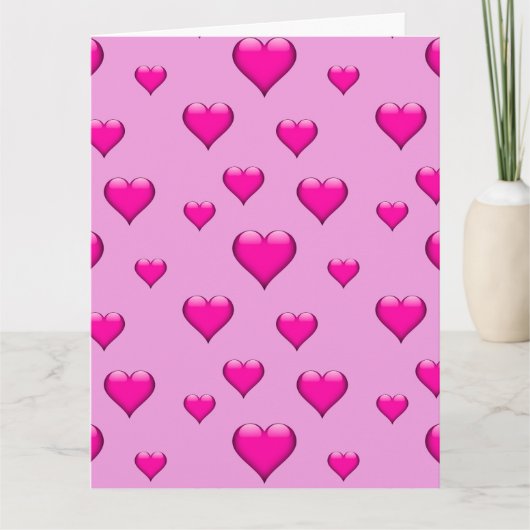 Roze glazen hart betegeld verticaal  kaart (Voorkant)