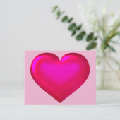 Roze glazen hart briefkaart (Staand voorkant)