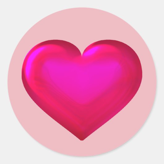 Roze Glazen Hart Classic Ronde Sticker (Voorkant)