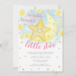 Roze glimlachend Gold Twinkle Little Star-Baby sho Kaart