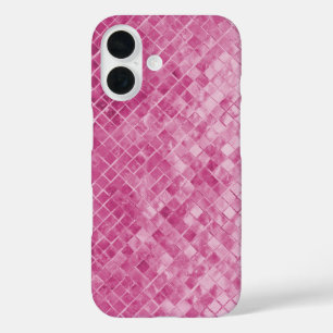roze glinsterende getextureerde tegel iPhone 16 hoesje