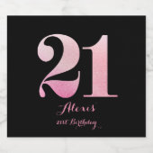 Roze Glitter 21e verjaardagsfeestje Bier Etiket (Enkel label)