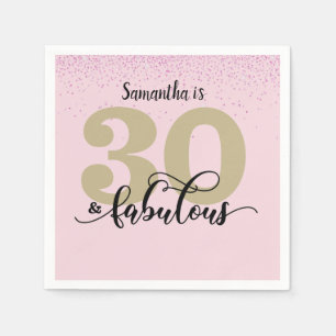 Roze Glitter 30 en Fabulous Birthday Party Servet