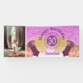 Roze glitter 30e verjaardag & ballonnen Banner (Horizontaal)