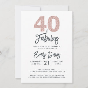Roze Glitter 40 en Fabulous   40e verjaardag Kaart