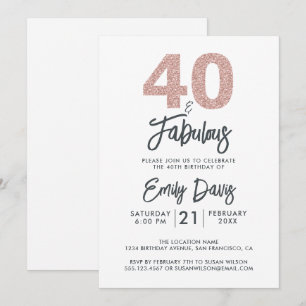 Roze Glitter 40 en Fabulous 40ste verpartijfeest Kaart