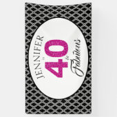 Roze Glitter 40 en Fabulous Aangepaste 40e Verjaar Spandoek (Verticaal)