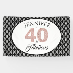 Roze Glitter 40 en Fabulous Custom 40th Birthday Spandoek