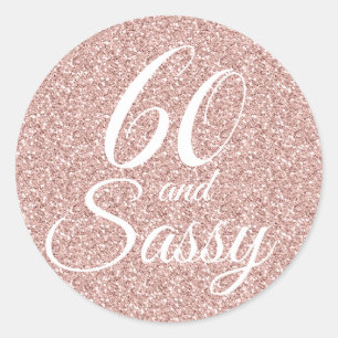 Roze Glitter 60 en Sassy 60ste verjaardag Ronde Sticker