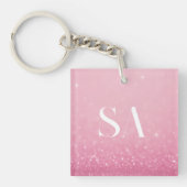 Roze Glitter Acryl Sleutelhanger met Custom Initia (voorkant)