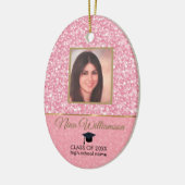 Roze Glitter-Afstuderen Keramisch Ornament (Links)