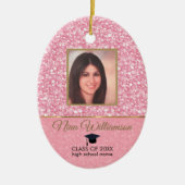 Roze Glitter-Afstuderen Keramisch Ornament (Voorkant)