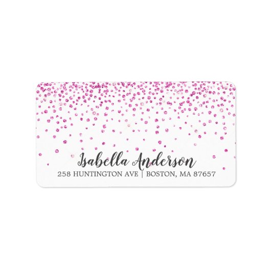 Roze Glitter Baby shower Adres Etiket (Voorkant)