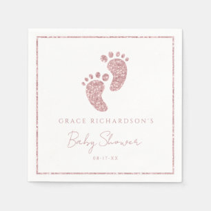 Roze Glitter Baby Voeten Footprint Baby shower Servet