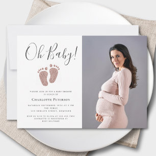 Roze Glitter Babyvoetjes Foto Kaart