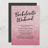 Roze Glitter Bachelorette Weekend Uitnodiging (Voorkant / Achterkant)