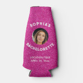 Roze Glitter Bacherolette Party Favor Bride Foto Flesjeskoeler (Voorkant)