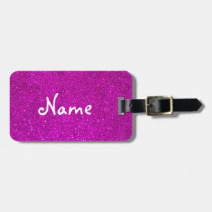 Roze glitter bagagelabel met faux glimmende glimpj