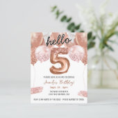 Roze Glitter Ballonnen 5e Verjaardagsfeestje (Staand voorkant)