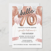 Roze Glitter-ballonnen 70e verjaardag Kaart (Voorkant)