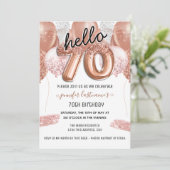 Roze Glitter-ballonnen 70e verjaardag Kaart (Staand voorkant)