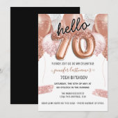 Roze Glitter-ballonnen 70e verjaardag Kaart (Voorkant / Achterkant)