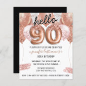 Roze Glitter-ballonnen 90th Birthday Party (Voorkant / Achterkant)